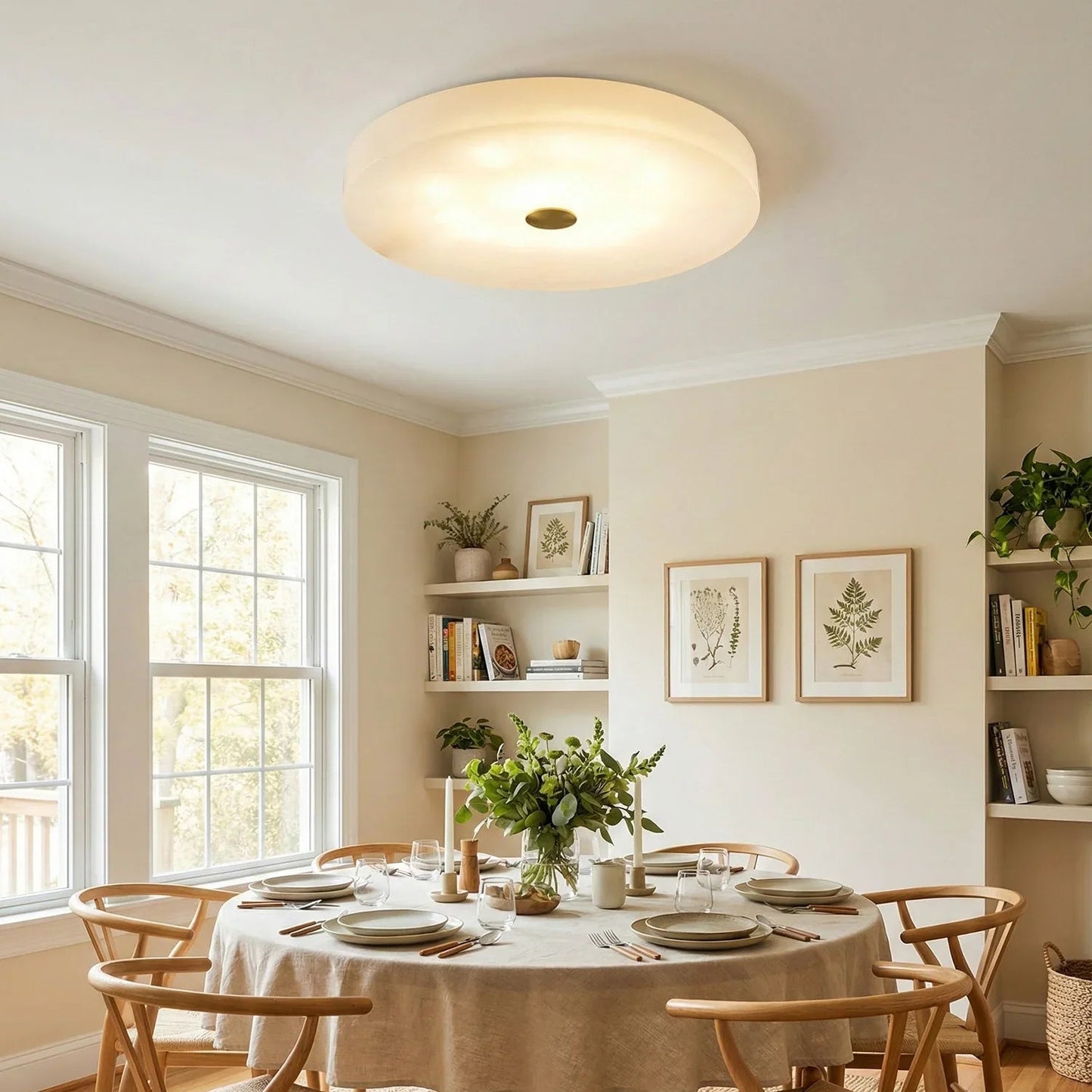 Disc Shaped Sophie Alabaster Ceiling Lamp