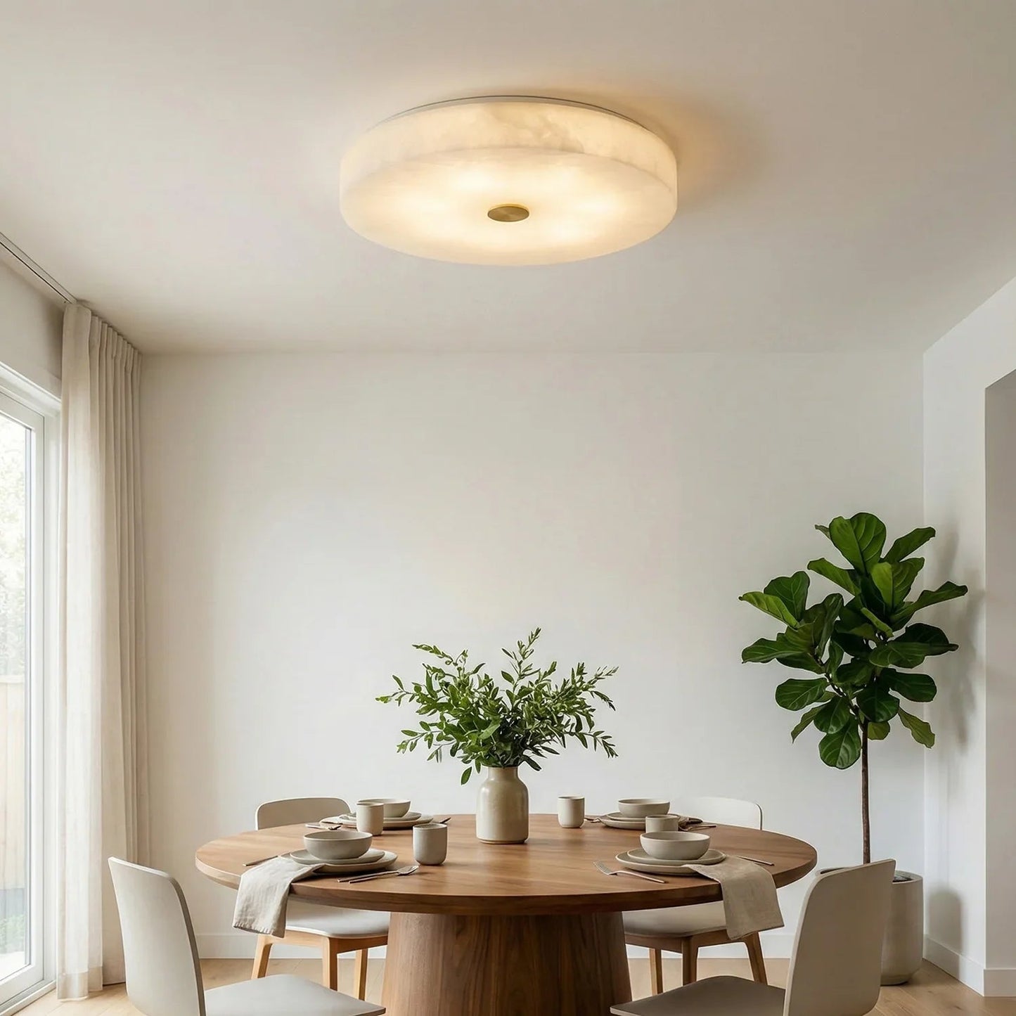 Disc Shaped Sophie Alabaster Ceiling Lamp