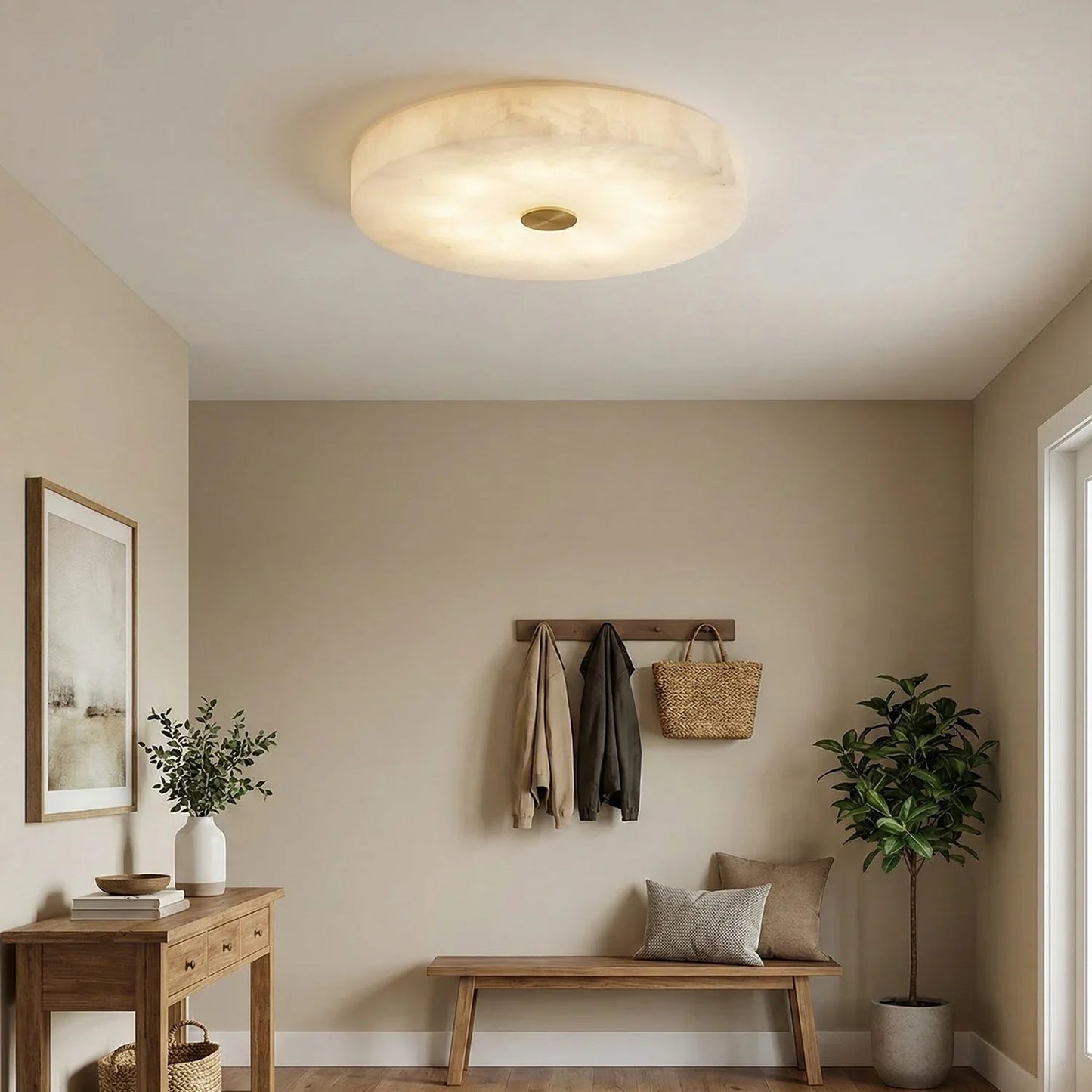 Disc Shaped Sophie Alabaster Ceiling Lamp