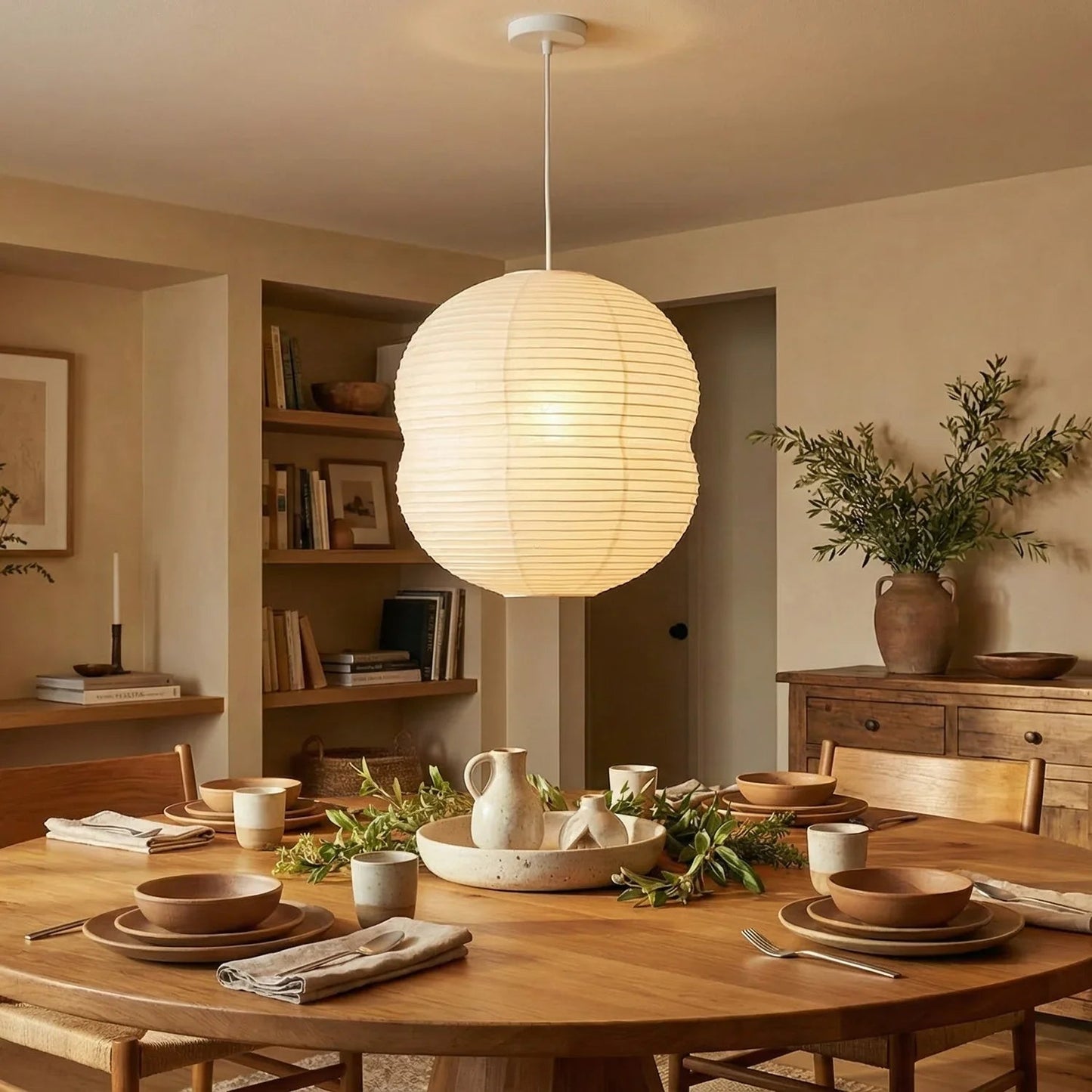 Akari Double Hemispherical Pendant Light