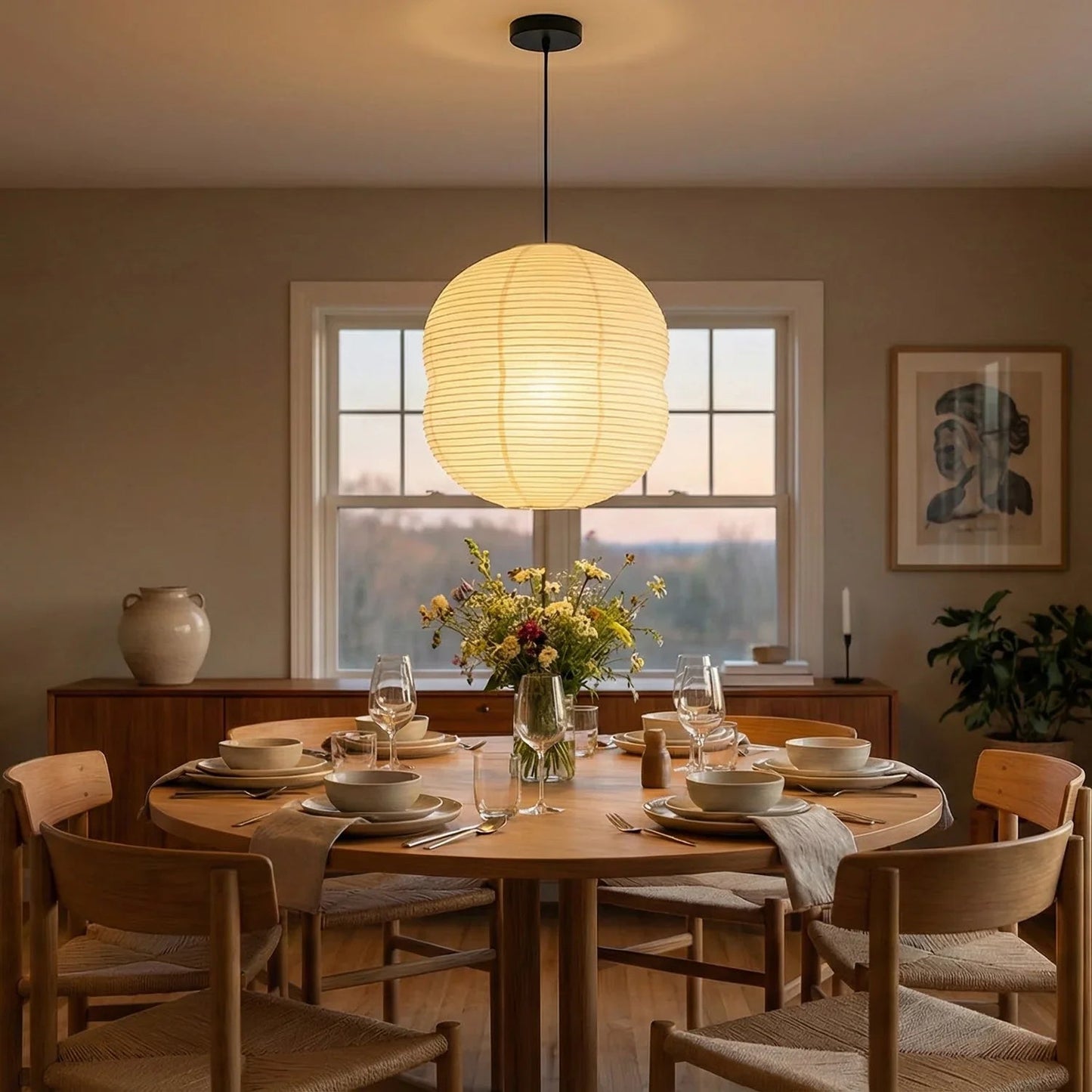 Akari Double Hemispherical Pendant Light