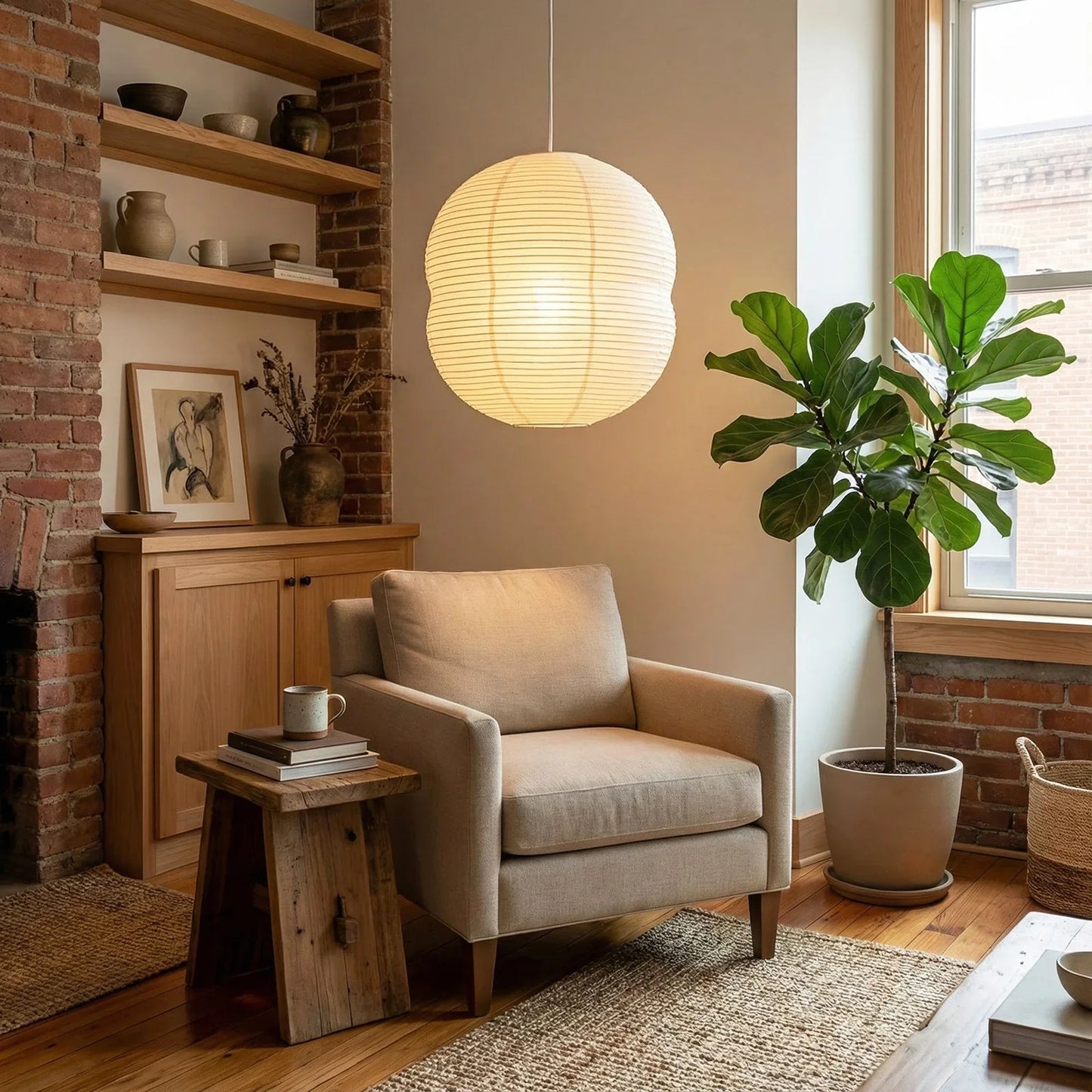 Akari Double Hemispherical Pendant Light