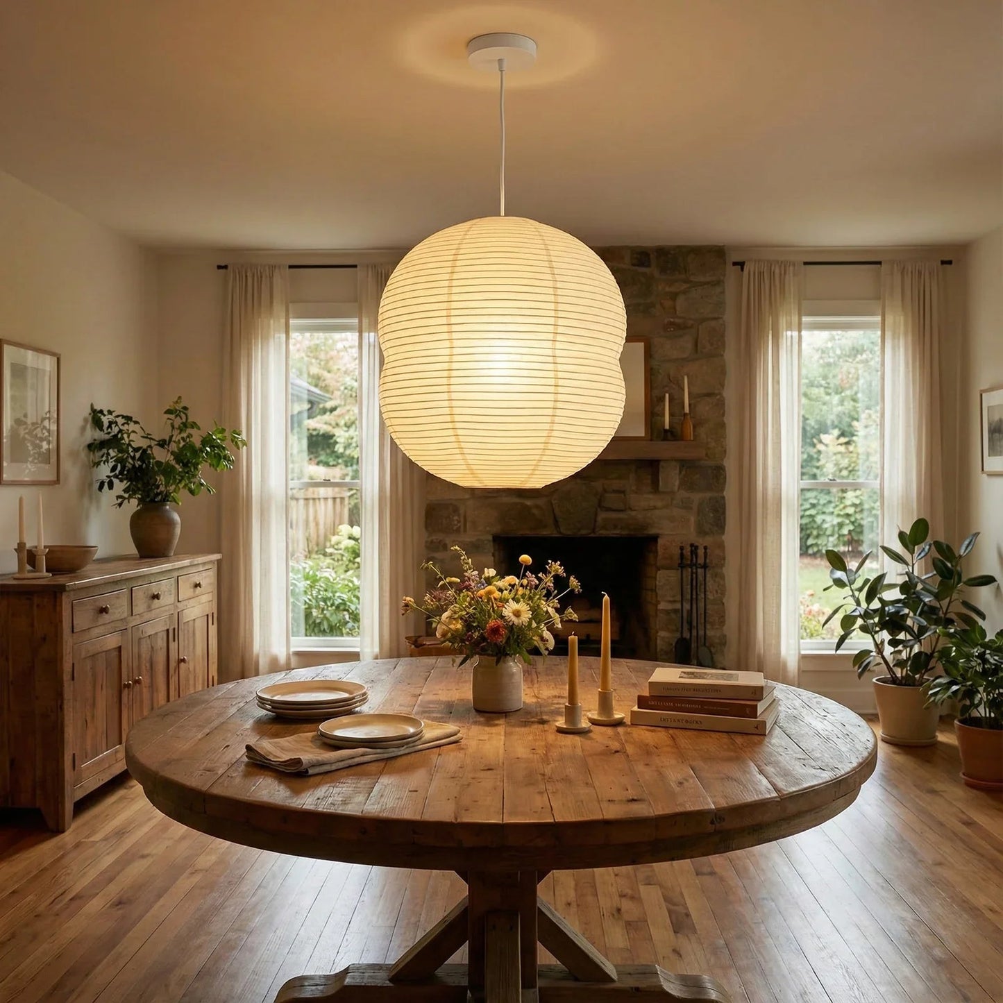 Akari Double Hemispherical Pendant Light