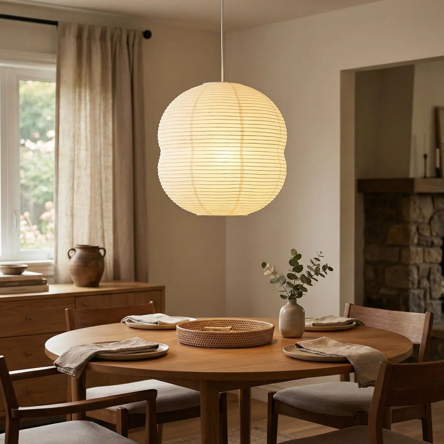 Akari Double Hemispherical Pendant Light