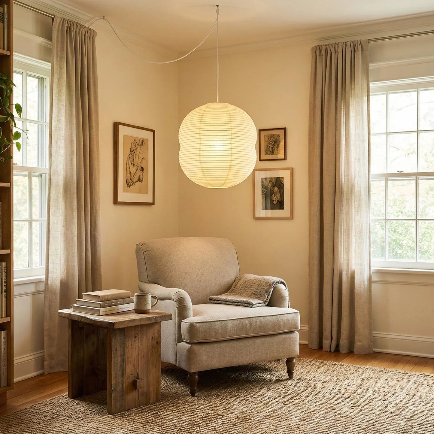 Akari Double Hemispherical Pendant Light