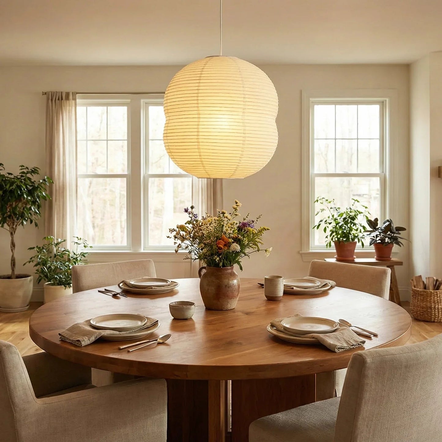 Akari Double Hemispherical Pendant Light