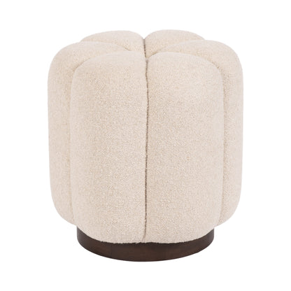 Lucida Round Tufted Ottoman Fabric and Wood