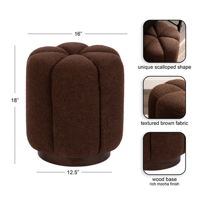 Lucida Round Tufted Ottoman Fabric and Wood