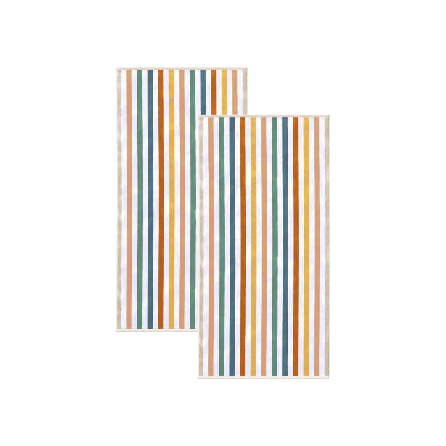 Oversized Striped Border Cabana Beach Towels - Santa Cruz.
