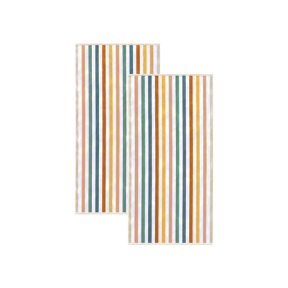 Oversized Striped Border Cabana Beach Towels - Santa Cruz.