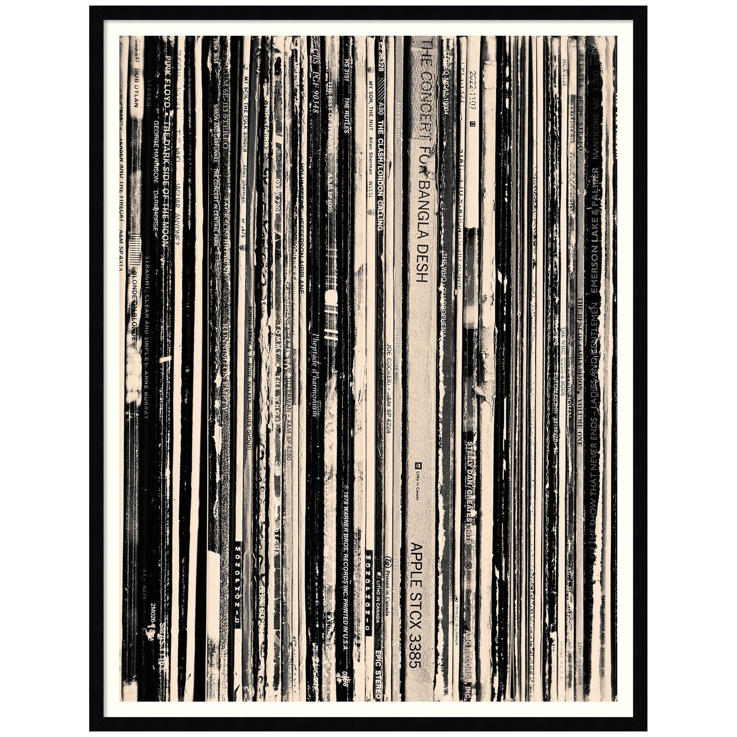 33 RPM Black and White by Robert Cadloff Framed Wall Art Print