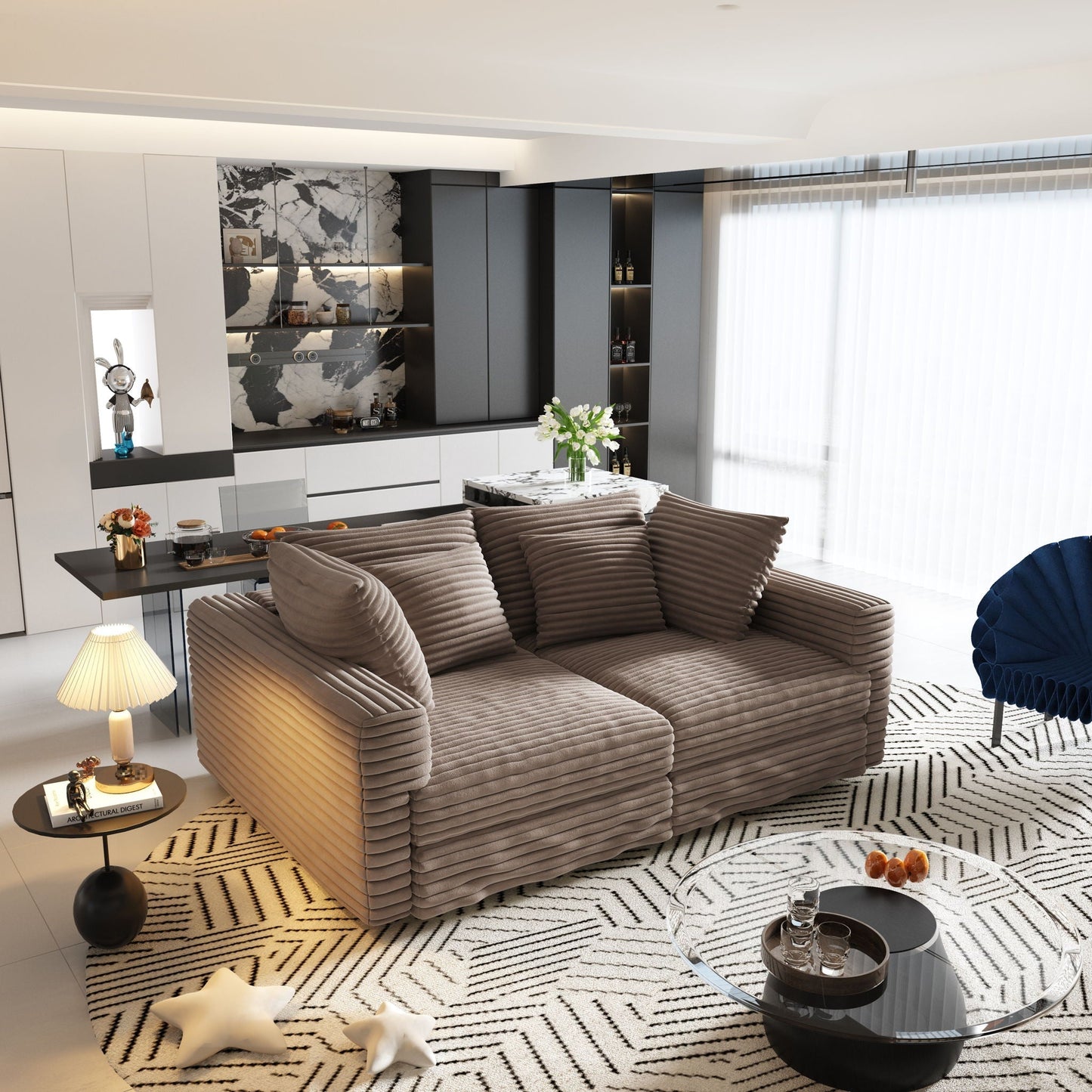 4 Seat Modern Comfy Upholstered Sofa Cloud Couch