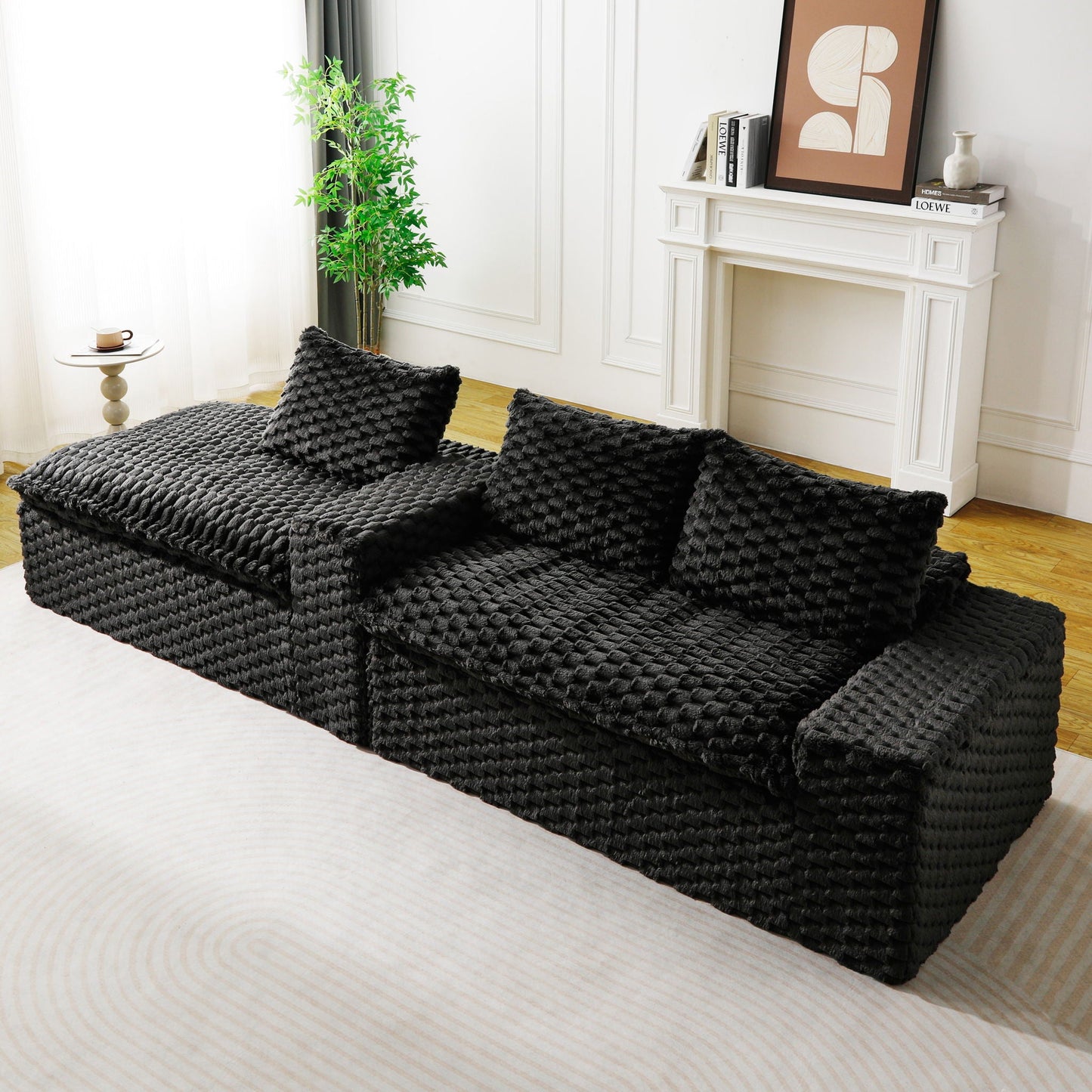 Modular Sofa, Convertible Twin Seat With Chaise Lounge