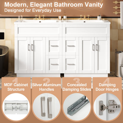 Bathroom Vanity With 2 Doors, 2 Drawers, Adjustable Shelf, Hidden Slides & Soft Close Hinges