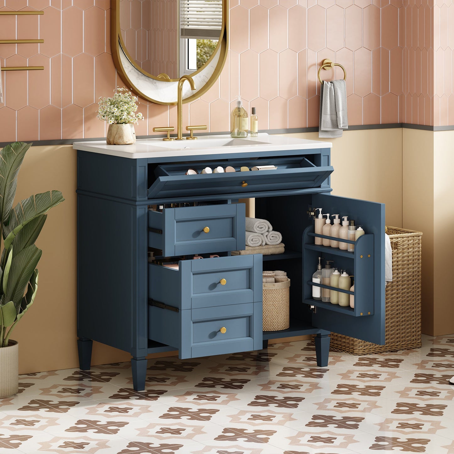 36" Bathroom Vanity With Top Sink