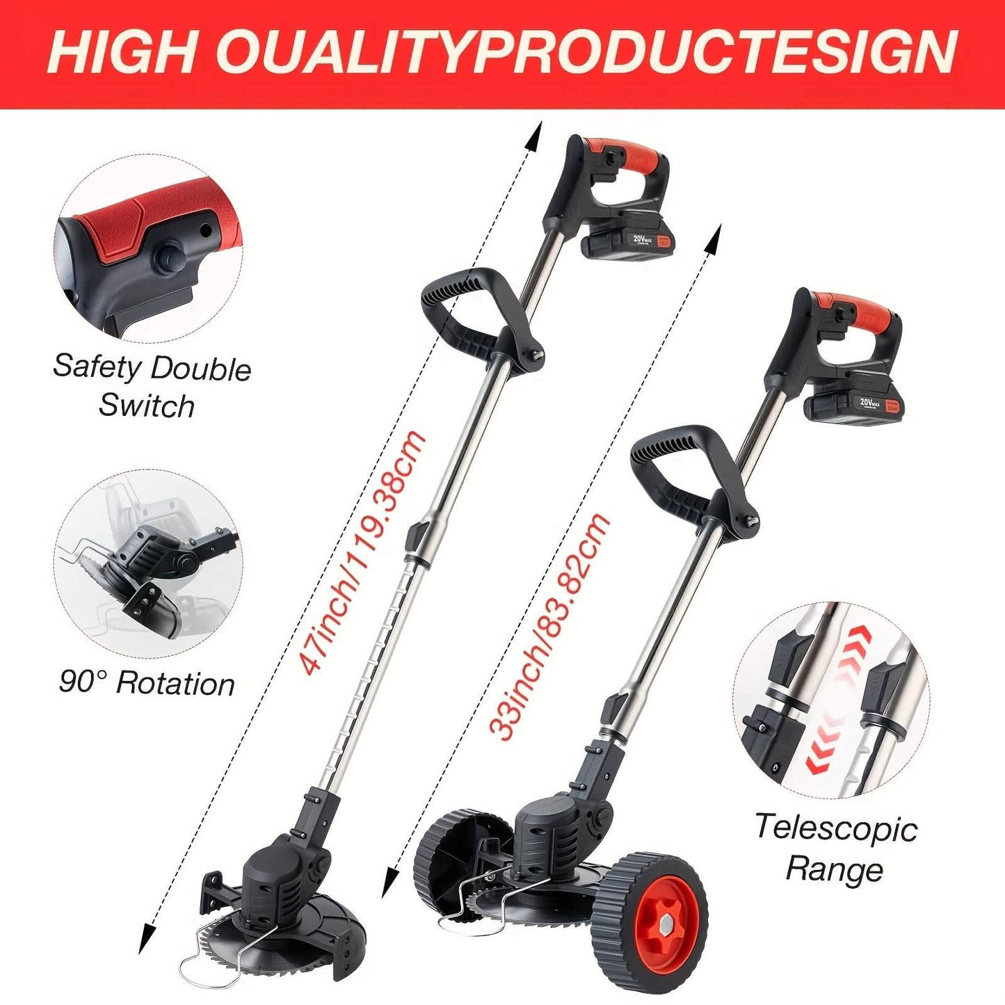 Portable Wireless Electric Lawn Mower & Garden Weeder