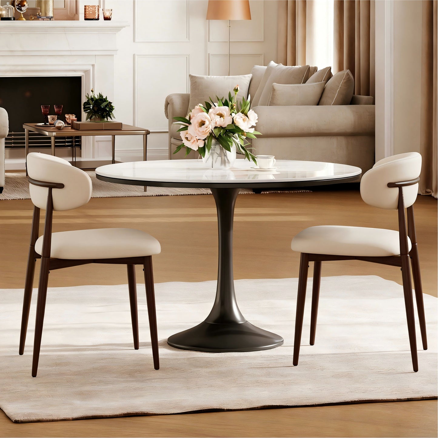 Upholstered Dining Chairs For Dining Room (Set of 2) - Beige