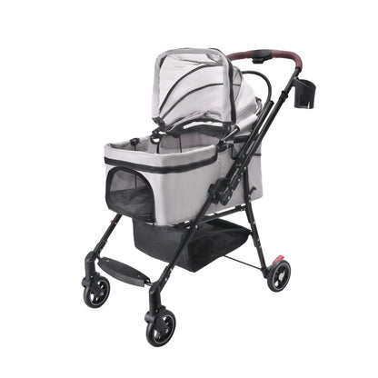 4-Wheel Foldable Pet Stroller for Dogs and Cats