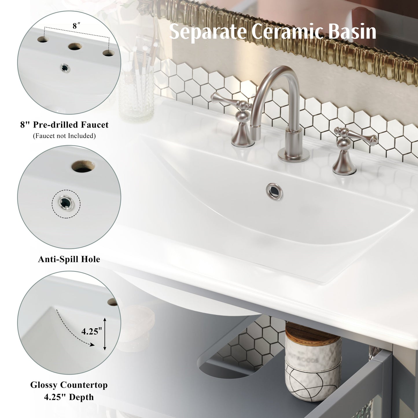 30" Bathroom Vanity with Ceramic Sink