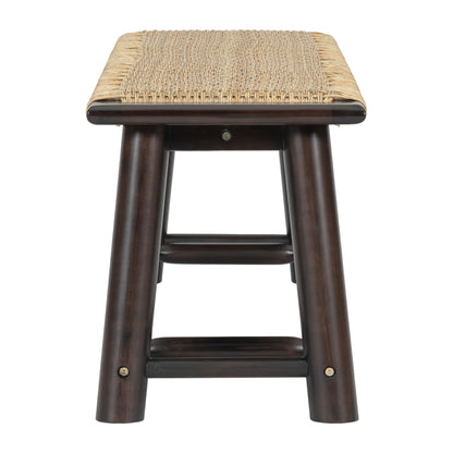 Farmhouse Modern Solid Wood Rattan Bench - 59 Inch