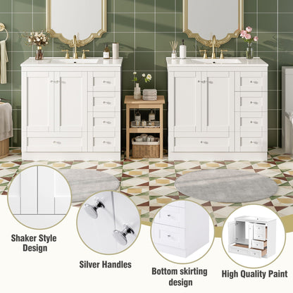Shaker Free Standing Bathroom Vanity Cabinet & Sink, Soft Close Drawers, Soft Close Doors