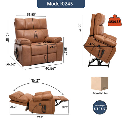 Orange Leatheraire Heat Massage Dual Motor Recliner