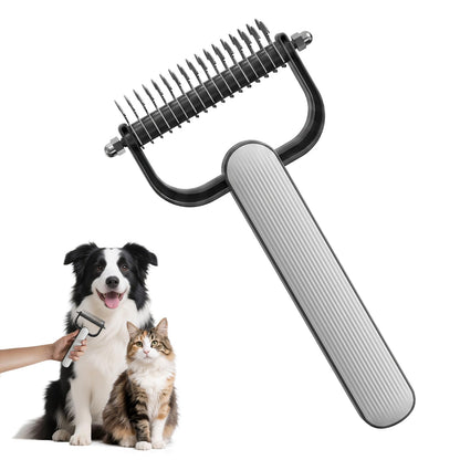 2026 New Double-Sided Dematting Comb For Dogs & Cats, Pet Grooming Tool For Long Haired Thick Double Coat Pets, Undercoat Rake Deshedding Brush For Tangles Matted Shedding Fur