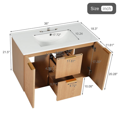Modern Wall Mounted Bathroom Vanity, Soft Close Doors