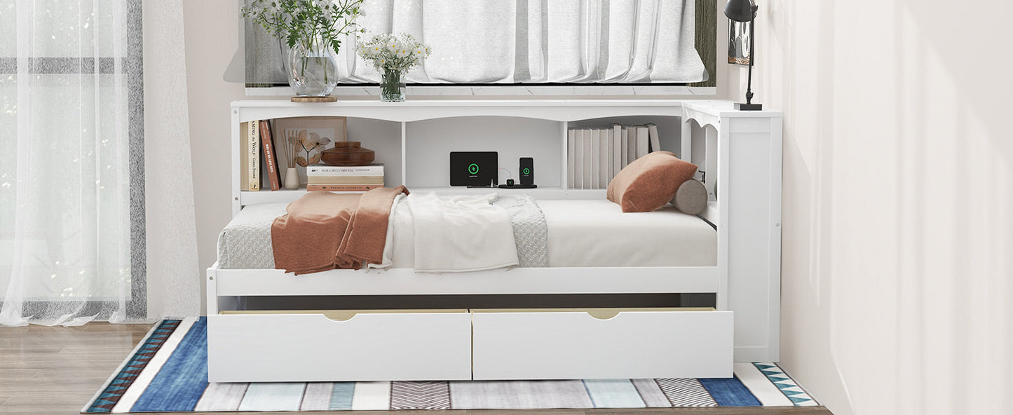 Twin Size Daybed with Two Storage Drawers and USB Ports