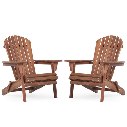SoliWood Wooden Outdoor Folding Adirondack Chair Set of 2