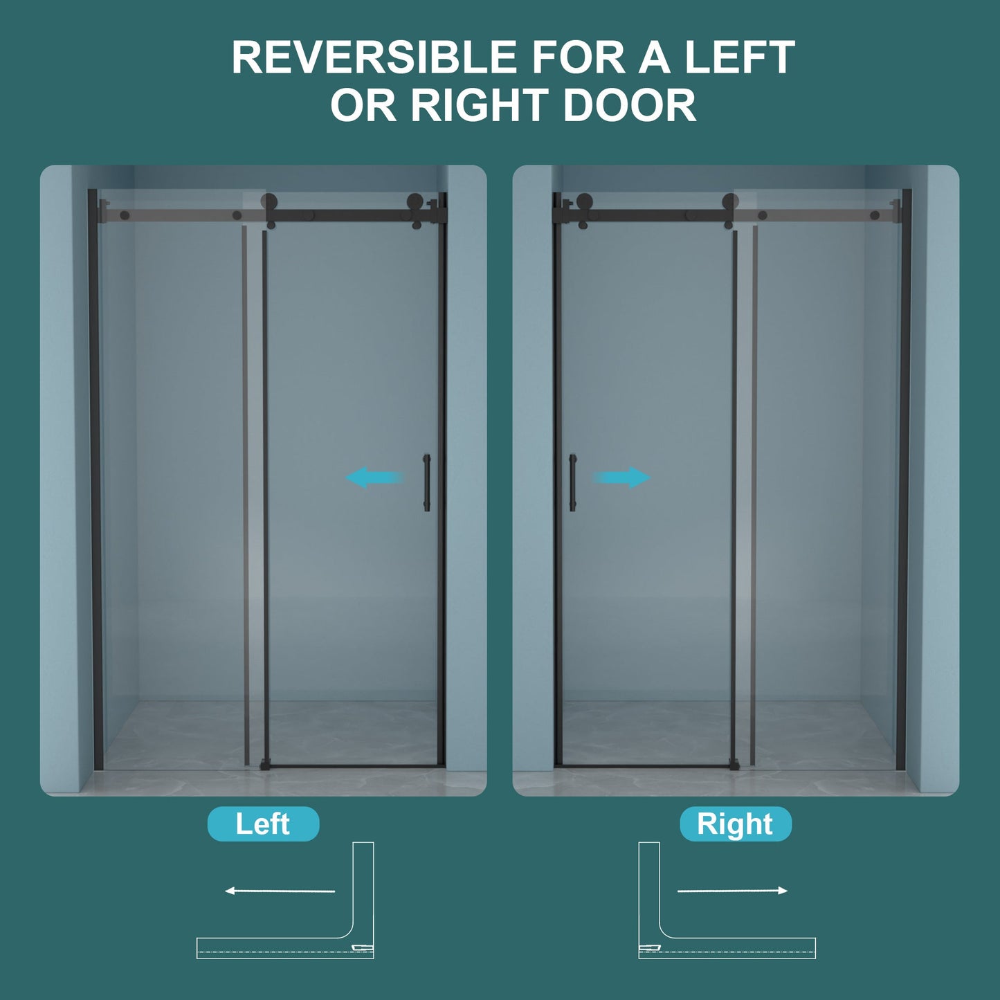 48"W x 76"H Single-Slide Shower Door - 8mm Tempered Glass