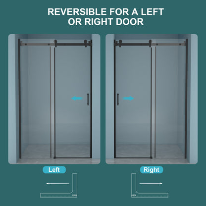 48"W x 76"H Single-Slide Shower Door - 8mm Tempered Glass