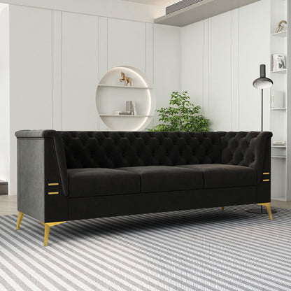 Luxurious Sofa With Legs, Modern Chesterfield Design, Tufted Upholstery, 3 Seat Couch For Living Room And Office