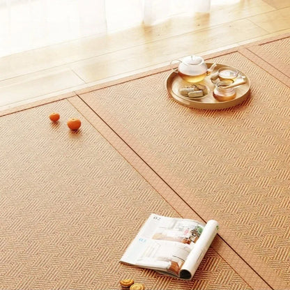 Foldable Japanese Tatami Rattan Mat – Cooling Summer Floor Rug