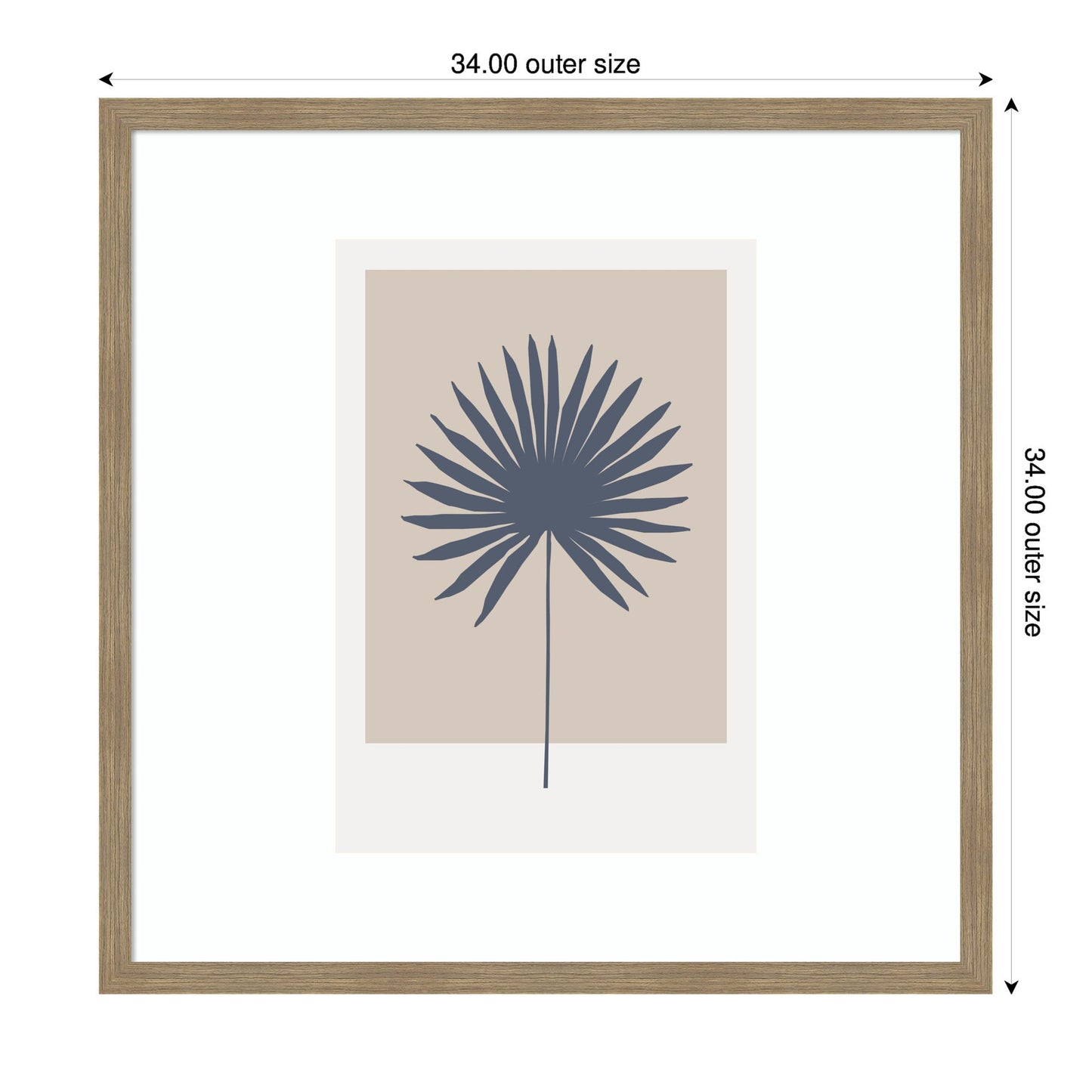 Muted Tan and Blue Colorblock Botanical Palm by The Creative Bunch Studio Framed Wall Art Print