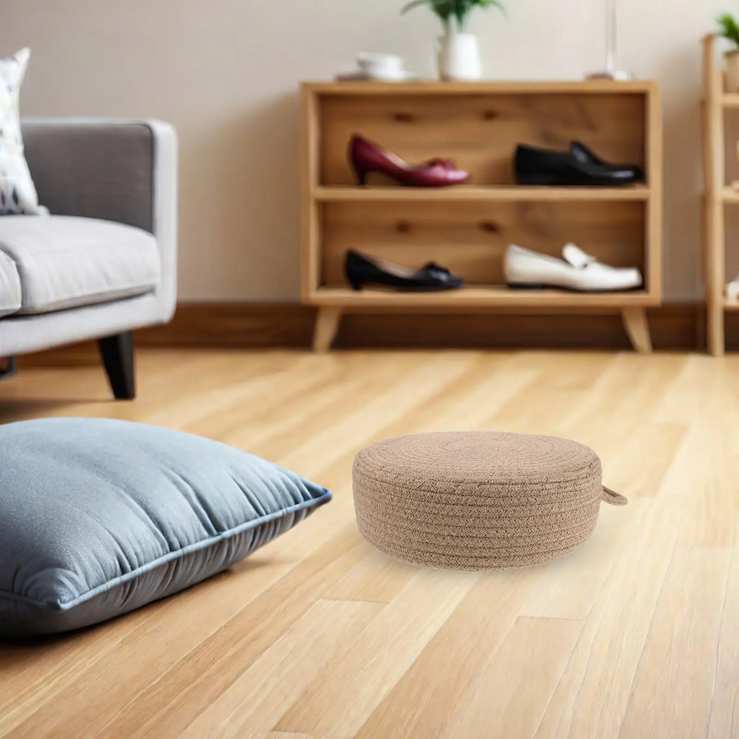 2Pack Japanese Tatami Floor Cushion Round Handwoven Natural Straw Meditation Pillow for Yoga Prayer Zen Sitting Tea Ceremony