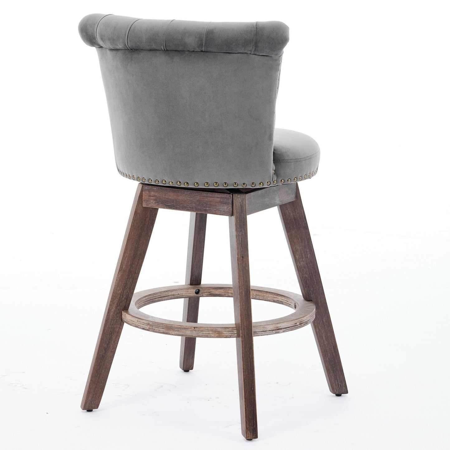26" Counter Height Bar Stools Set of 2 with 360° Swivel and Velvet Upholstery