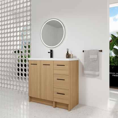 Wall Mounted Floating Bathroom Vanity With Sink, Door & Drawers Modular Cabinet