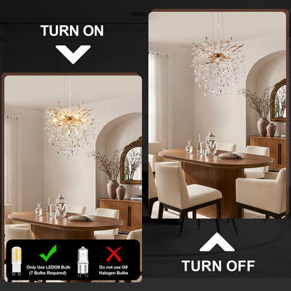 Gold Tree Branch Crystal Chandelier | Modern Luxury Pendant Light for Dining Room, Living Room & Bedroom