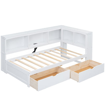 Twin Size Daybed with Two Storage Drawers and USB Ports