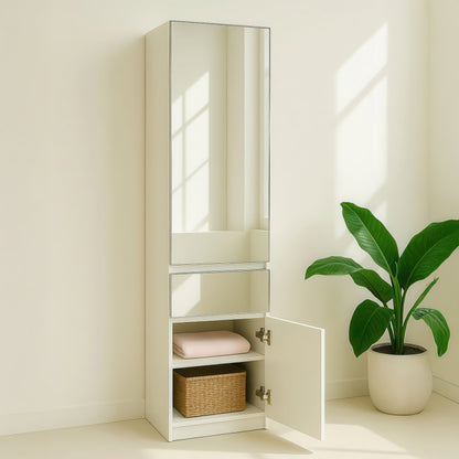 Elise Slim Modular Wood Closet Cabinet with Mirror