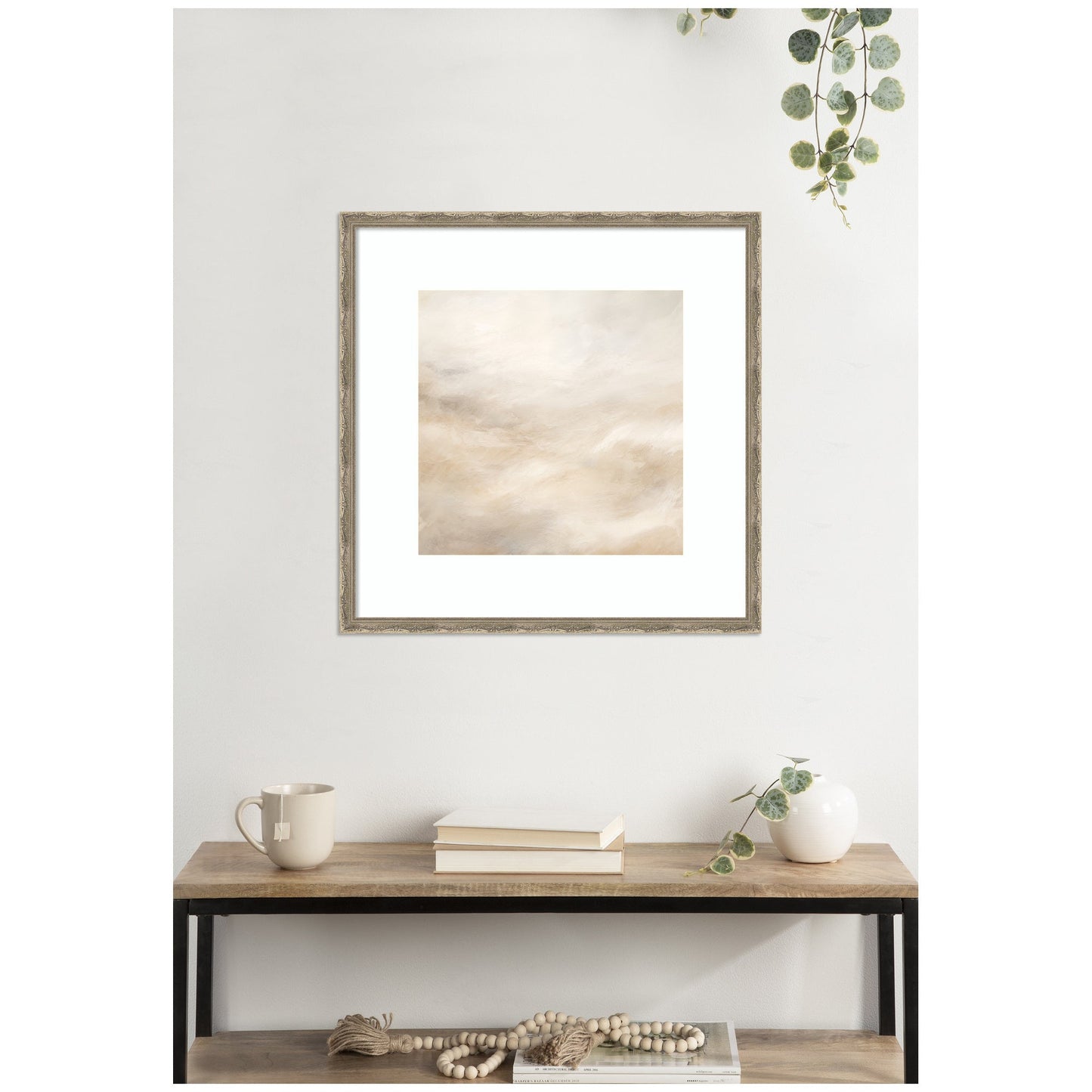 Tonal Abstract Textural White and Beige Light Natural Neutrals by The Creative Bunch Studio Framed Wall Art Print