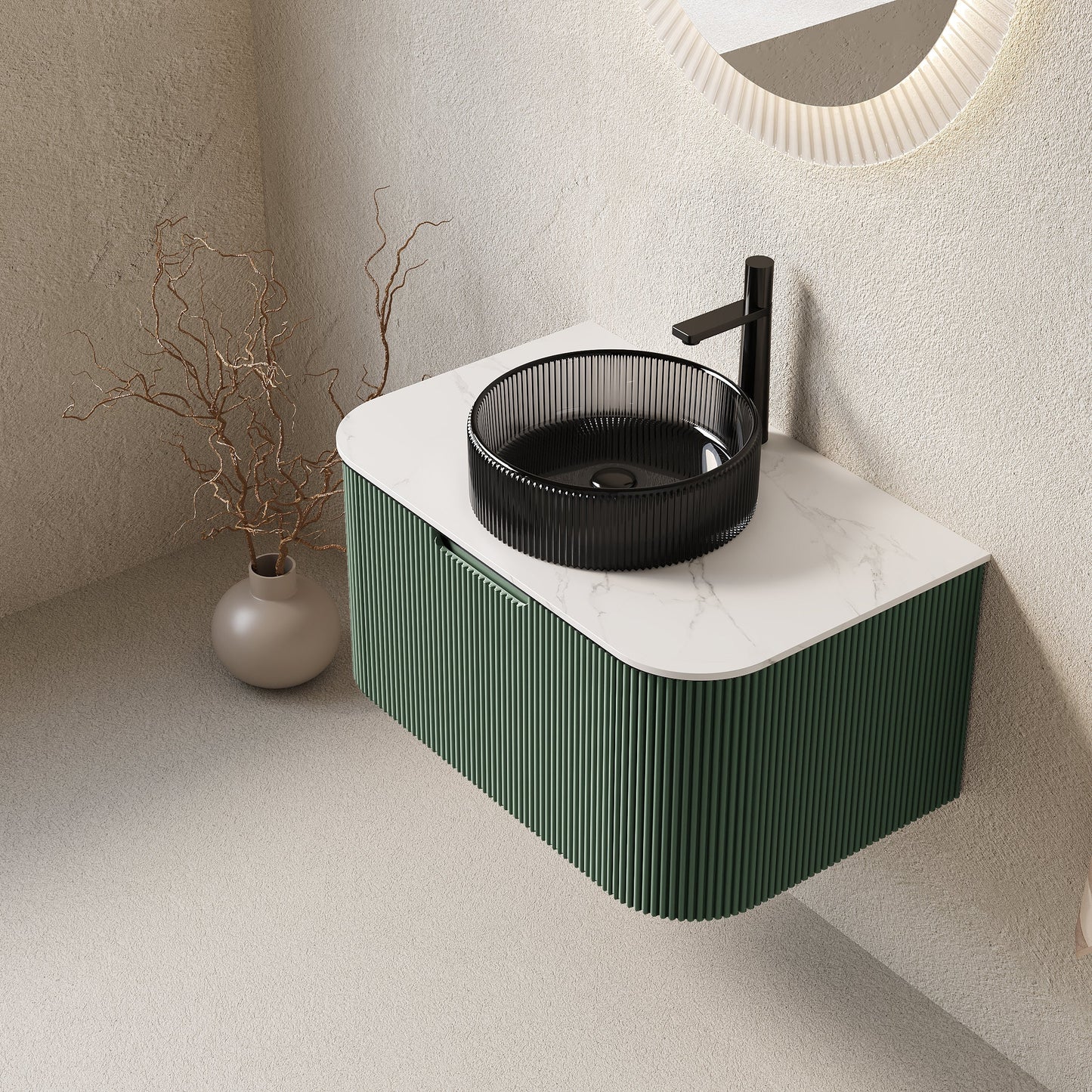 DINA 30" Bathroom Vanity & Sink with Floating Curved Edges