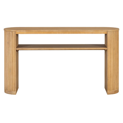 Console Table With Fluted Legs, Open Shelf