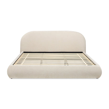 Archie Puffy Grounded Upholstered Platform Bed - Oatmeal Light
