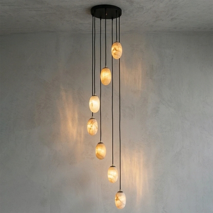Egg-Shaped Alabaster Chandelier