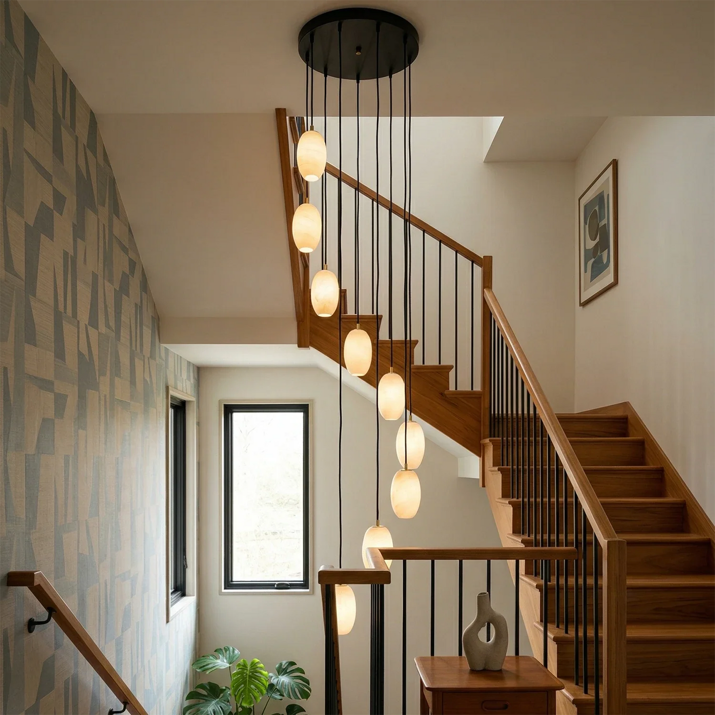 Egg-Shaped Alabaster Chandelier