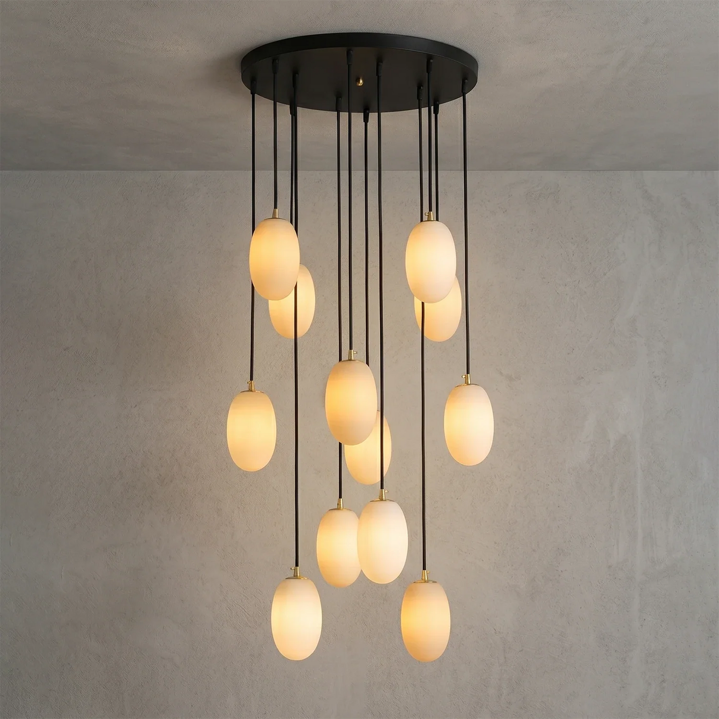 Egg-Shaped Alabaster Chandelier