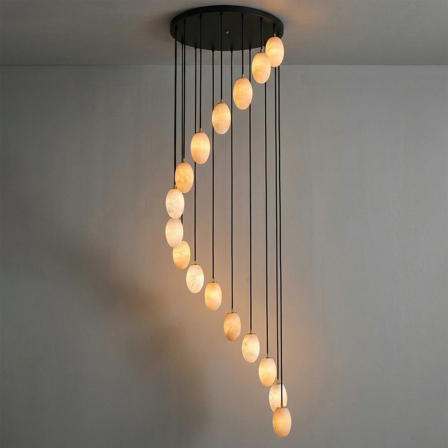 Egg-Shaped Alabaster Chandelier