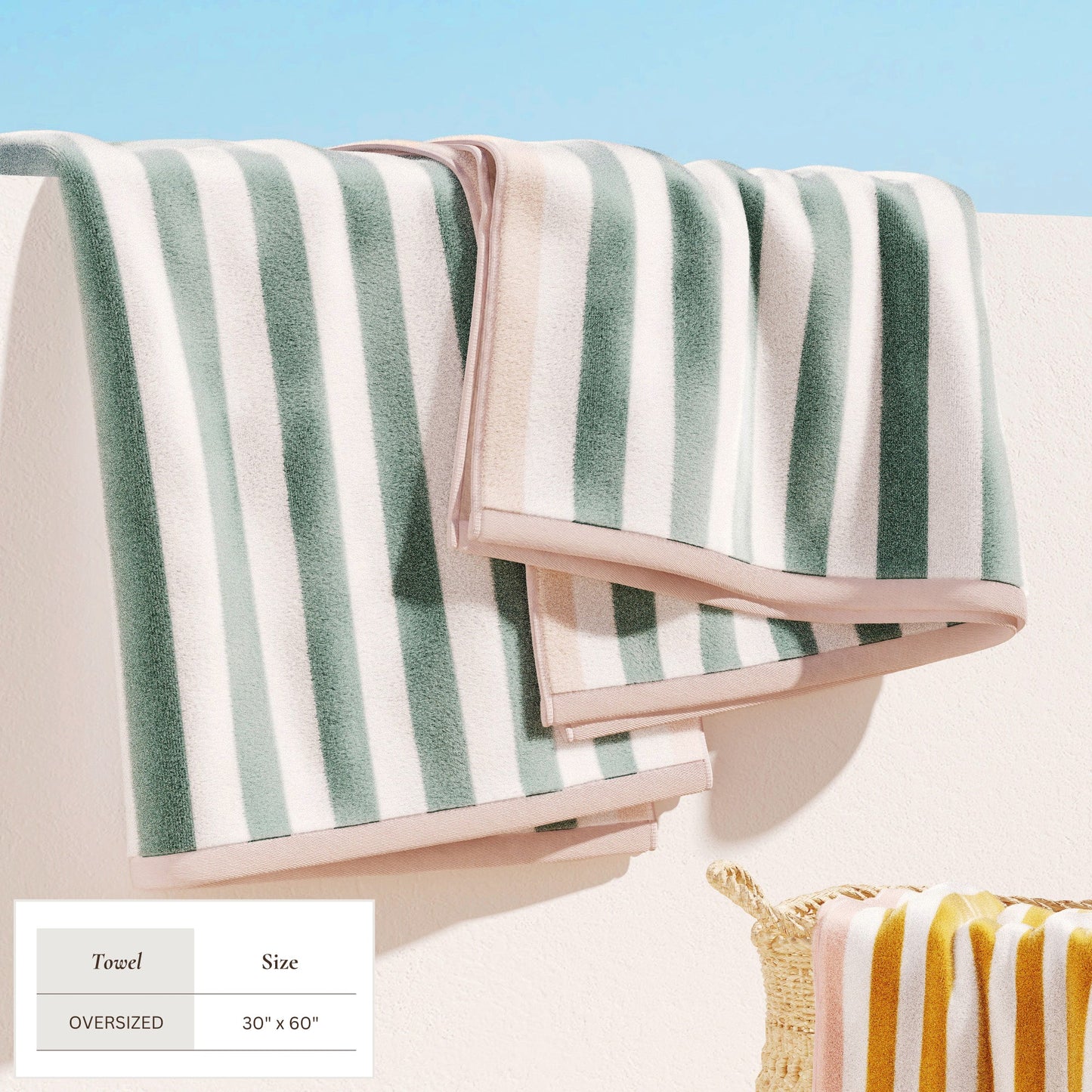 Oversized Striped Border Cabana Beach Towels - Santa Cruz.